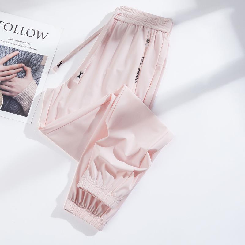 Unisex Summer Ice Silk Quick-Dry Joggers with UPF50 Sun Protection - Loose Fit Nine-Point Casual Pants