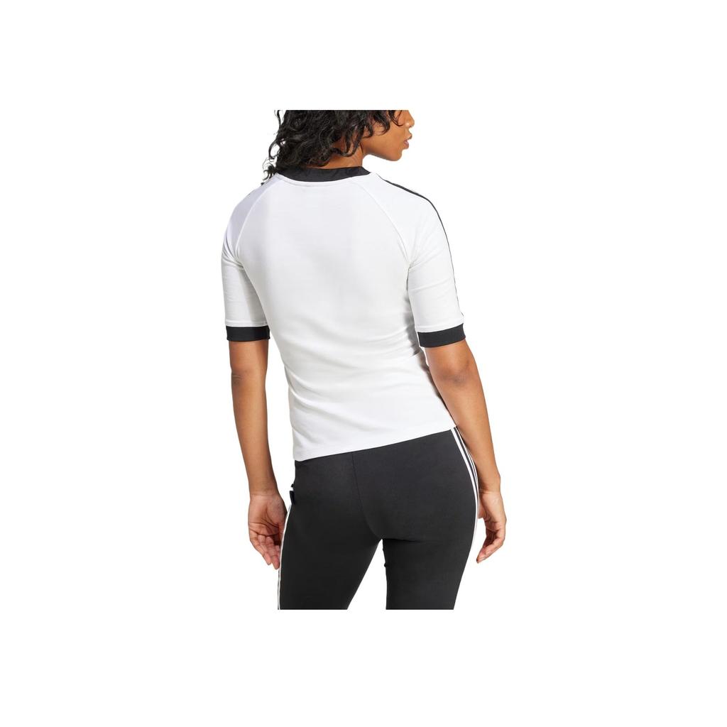 Adidas Adicolor Ringer Comfortable Soft Casual Versatile Short Sleeve Breathable Raglan T-Shirt Women Tops White JD4969