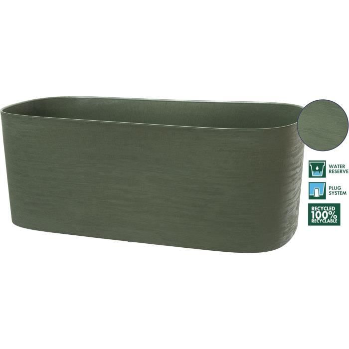 XL Planter with Water Reservoir - GARDEN ID Respect - Grey-green 80 X 38 Cm - 100% Household Waste - 100% Recyclable