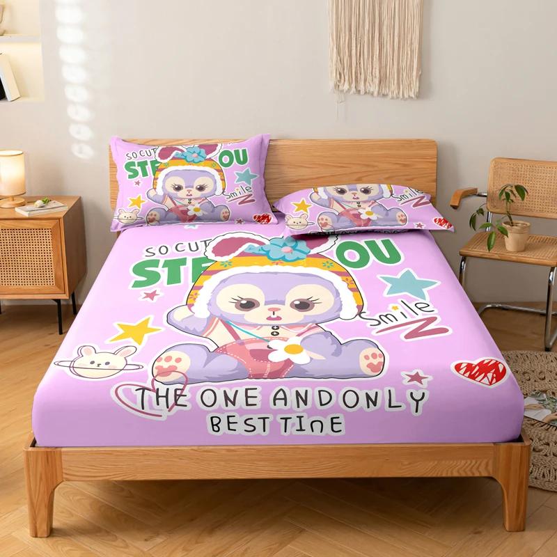 

3-Piece Cartoon Anime Disney Stardelu Digital Printing Three Piece Fitted Sheet Set, Bedroom Printed Bed Cover Set, Bedding 99x190cm