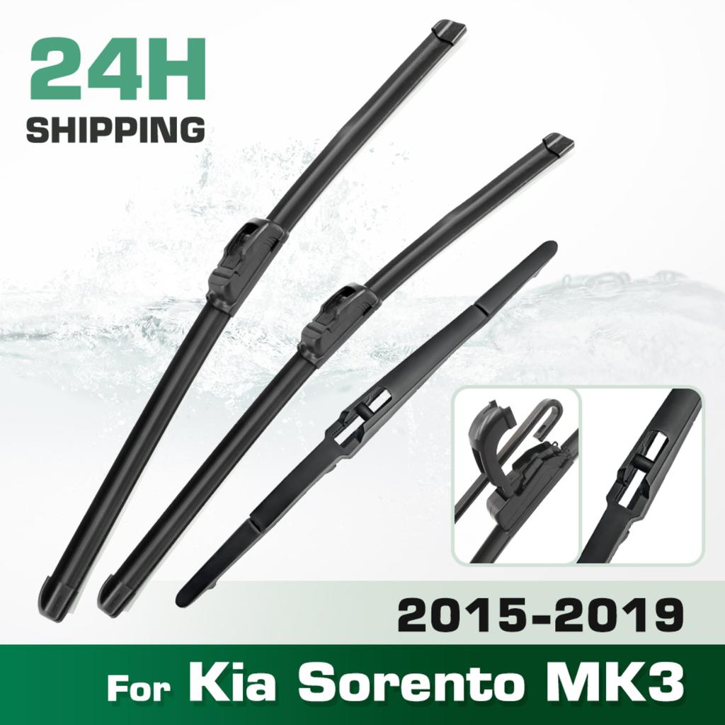 For Kia Sorento MK3 2015-2019 2016 2017 2018 Wiper Front & Rear Wiper Blades Windshield Windscreen Window Brushes 26"+16"+11