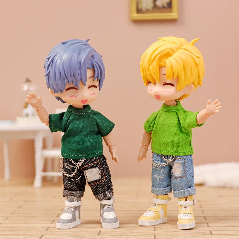 1 Pieces New ob11 bjd Doll Clothes T-shirt Denim shorts for 1/12 bjd obitsu11ob11 molly doll accessories Clothing