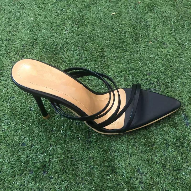 Plus Size High Heel Sandals Women Pointed Toe Open Toe One Strap Sexy Slim Heel Anti-Slip Wear-Resistant Cool Mopping