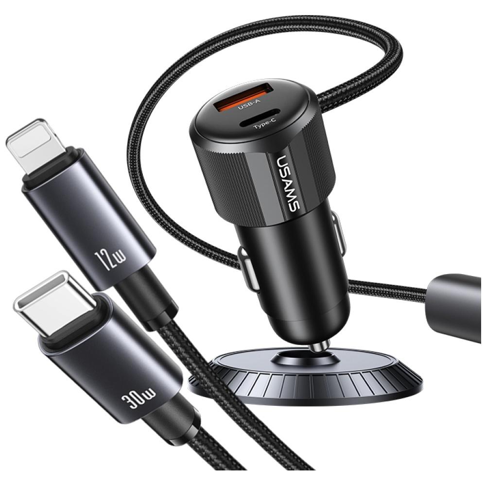 Ładowarka samochodowa 66W USAMS 1xUSB-A 1xUSB-C Tarnish