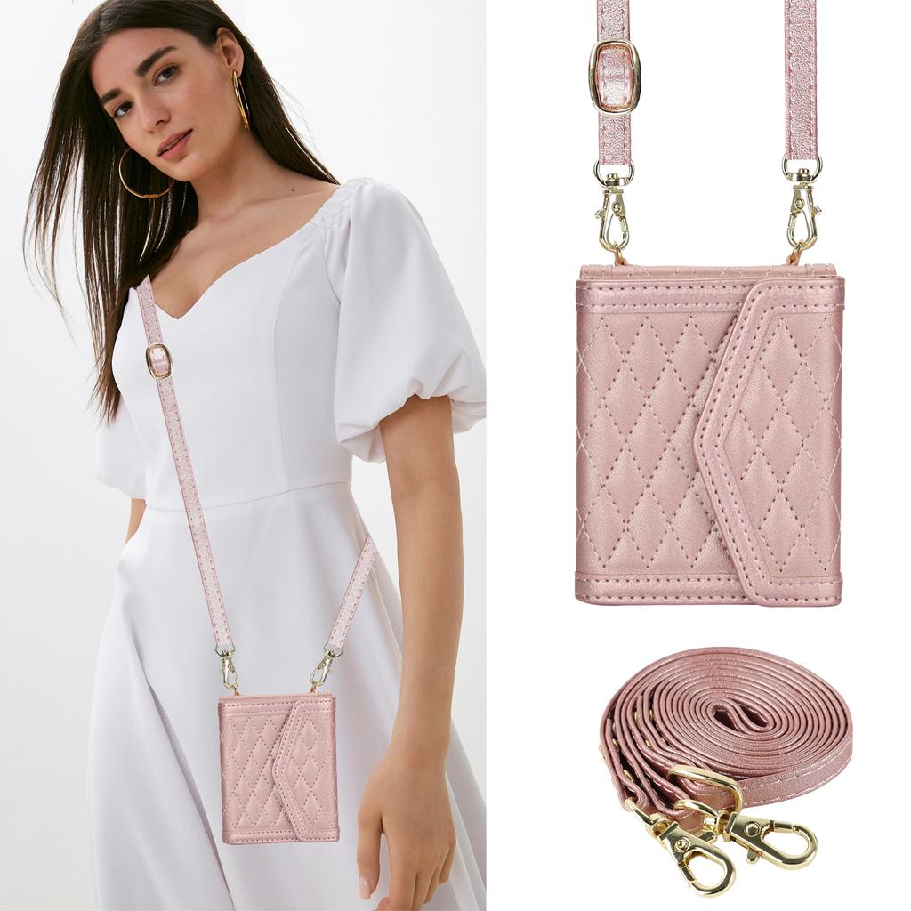 Crossbody Cards Solt Wallet Leather Case For Samsung Galaxy Z Flip 7 6 5 4 Flip5 RFID Lanyard Bag Diamond Shoulder Straps Cover