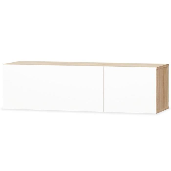 VidaXL Meuble TV 2 pcs Aggloméré 120x40x34 cm Chêne et blanc brillant