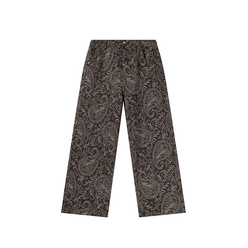 Autumn Retro Jacquard Wide-Leg Plus Size Jeans YC330 for Women 2XL