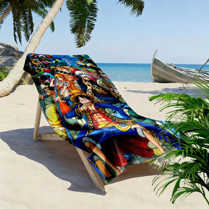 Anime Pirate Adventure Print Beach Towel, Large Soft Quick Dry Towel for Beach Camping Swimming