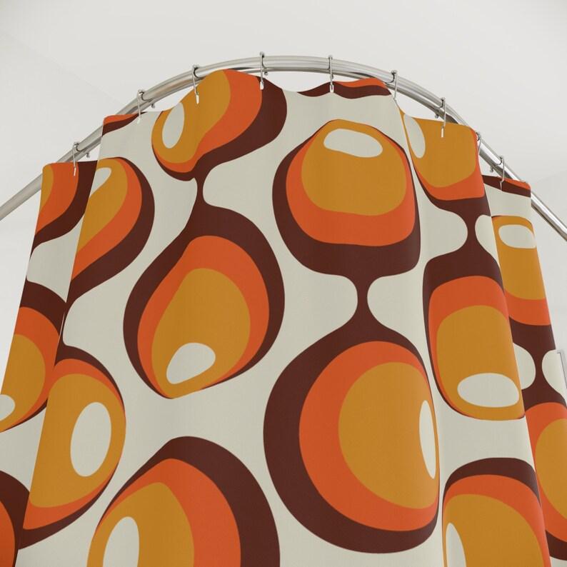 Sprchový závěs Groovy Orbs, Retro 70. léta Hippie styl, Koupelnová dekorace ze poloviny století - Km13679723