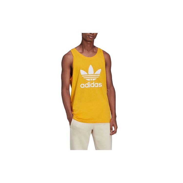 

Adidas Alphabet Logo Print с круглым вырезом Спортивная майка Мужские топы Золото HE9523