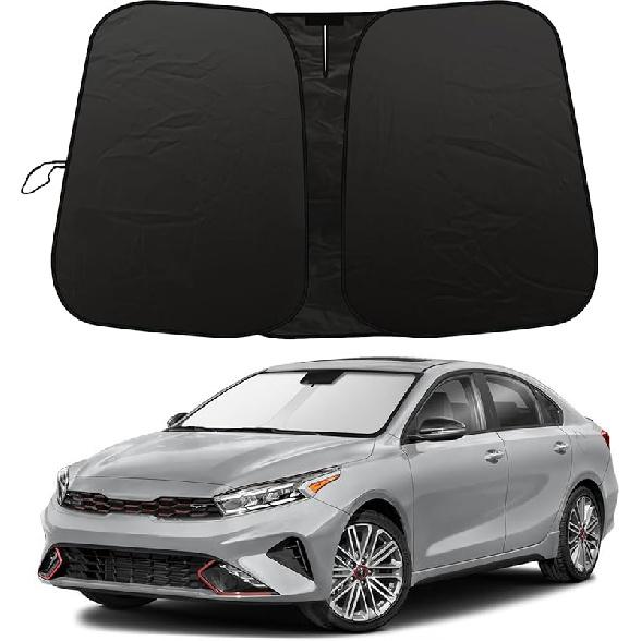 Windshield Sun Shade Compatible With 2018 Kia Sportage Accessories, 240T Foldable Window Sunshade Sun Visor Protector, Blocks UV Rays Keep Your