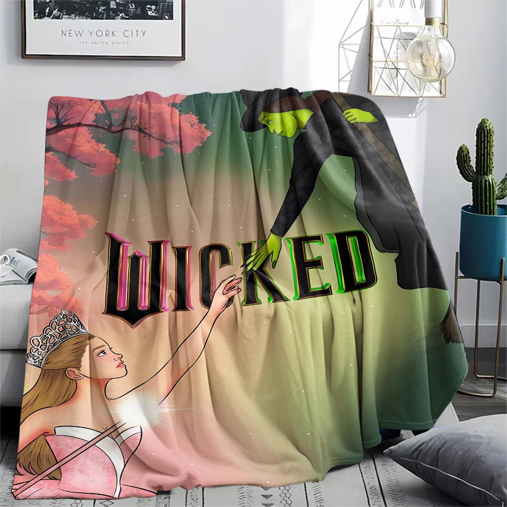 1PC Wicked Print Flannel Blanket, High quality All Seasons, Home Decor, Warmth and Comfort, Perfect for Christmas Gifts