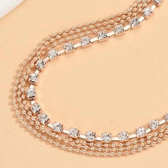 Bijuterii pentru gleznă pentru femei, cu mai multe straturi, decor cu strasuri, lungime reglabilă, lustruită, pentru gleznă, cadou pentru aniversare.