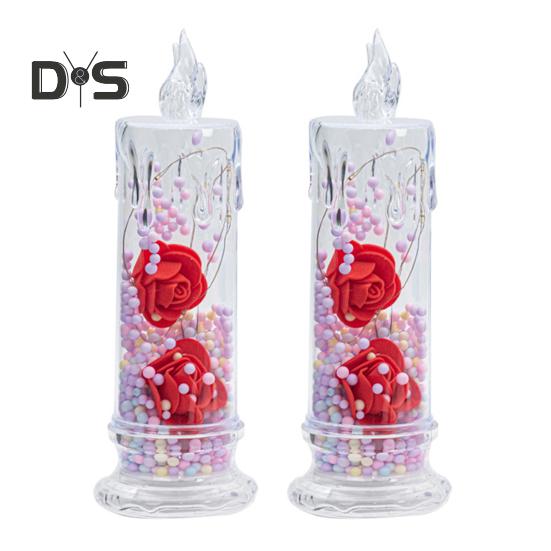 1 szt./2 szt. Wieczne kwiaty Bezpłomieniowe świece LED Migoczące świece filarowe Walentynkowe lampki nocne na ślub, dekorację domu