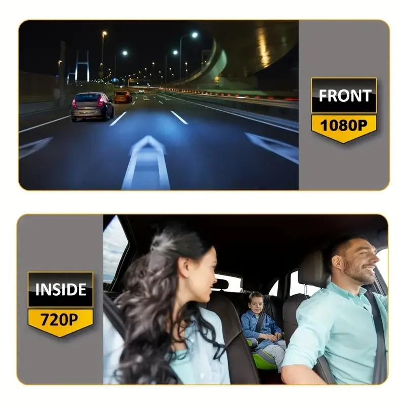 1080P Dash Cam for Cars Dual Camera Front and Inside Car Camera with IR Night Vision Loop Recording Wide Angle Car DVR Camera