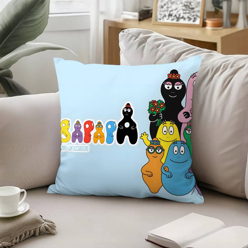 B-BarbapapaS-Cartoon Pillow Case Pattern Printed Pillowcase For Living Room Sofa Cushion Cover & Bedroom Decor