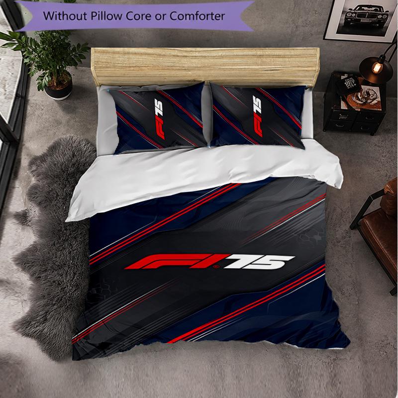 F1 Pattern Microfiber 3Pcs Bedding Set Decor Duvet Cover Set For Bedroom Home Use