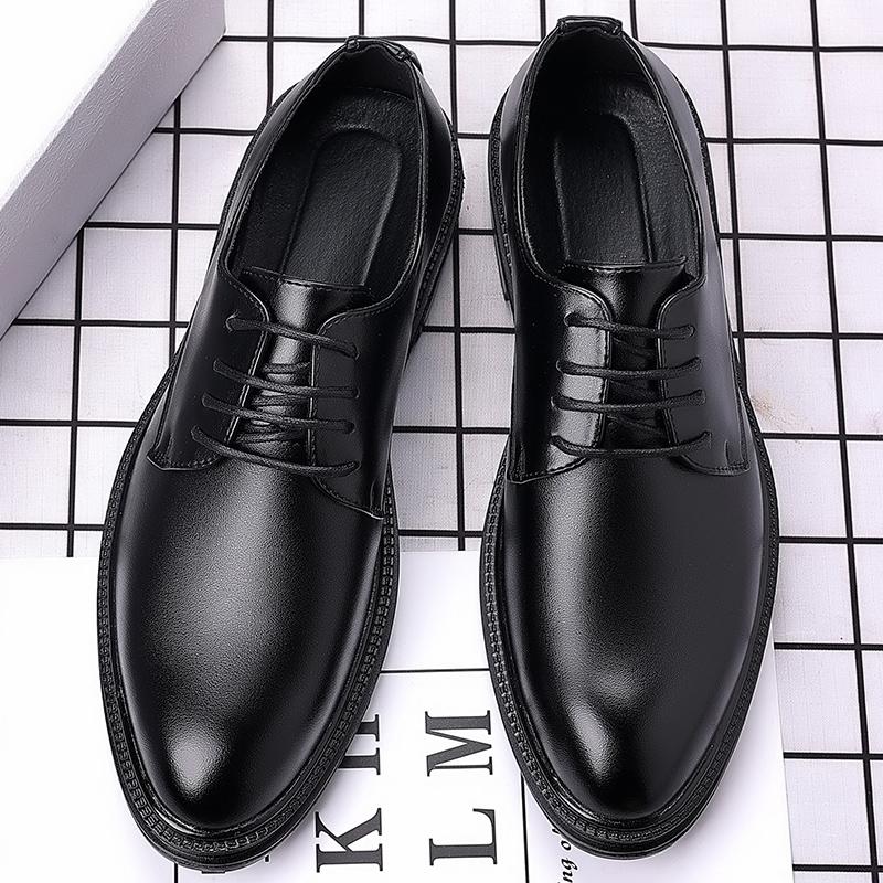 New Casual Leather Mens Dress Black Formal Business Loafers Lace-up Moccasins Italian Wedding Office Driving Flats Shoes for Men