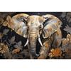 Abstract Olifant Canvas Schilderij Muurkunst Witte Bloemen Gouden Bladeren Gouden Textuur Posters en Prints voor Woonkamer Decor