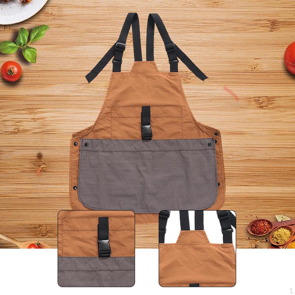 Apron Adjustable Strap Multipurpose Front Pocket for Women Men Server Cafe Studio Crafting
