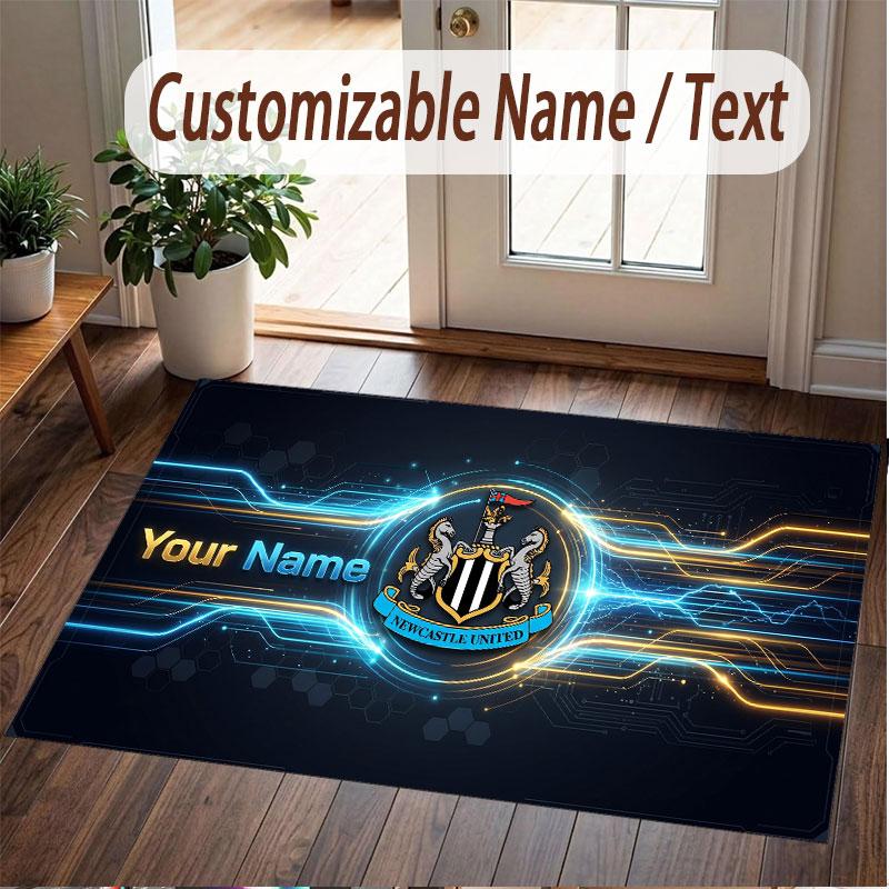 Custom Rug Newcastle United FC Pattern Print Name Text Soft Non‑Slip Floor Carpet for Home Indoor Decoration