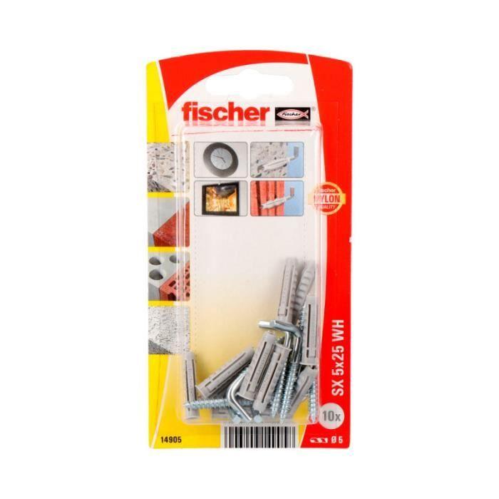 Taco - Fischer - SX 5x25 AK - Blíster de 10 unidades - Blanco - Uso regular