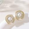 French Elegance Temperament Small Fragrance Three-dimensional Double-layer Oil Drop Pearl Stud Earrings Light Luxury High-end Commuter Earrings