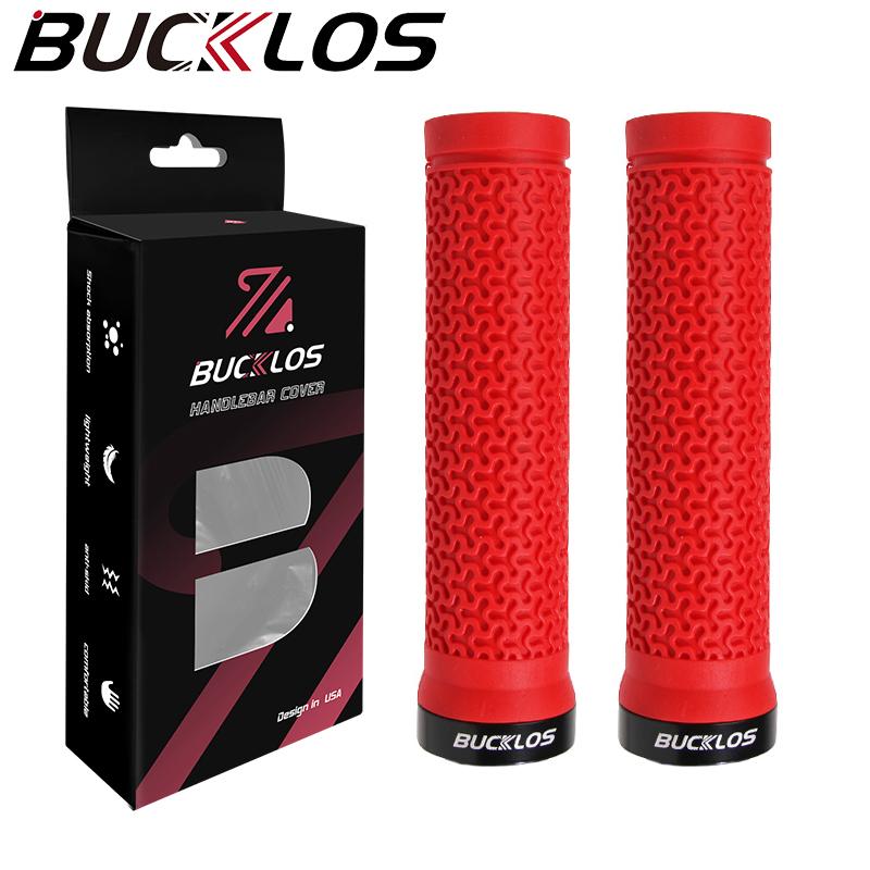 BUCKLOS Bicycle Handle Soft Rubber Mountain Bike Grips Lock on Bicycle Handle Grips Shock-absorption Bike Handlebar Grips красный