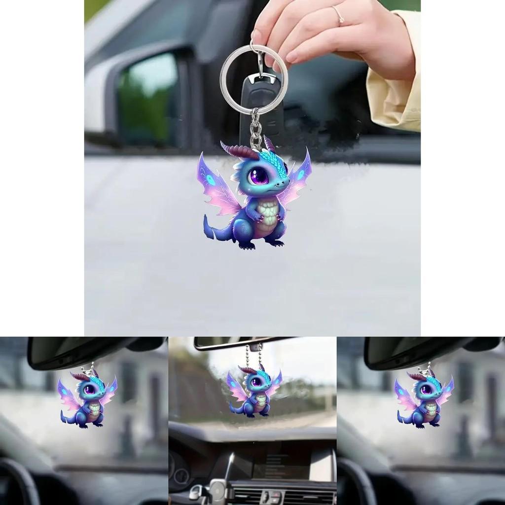 Vibrant Acrylic Dragon Pendant For Car Interior Decoration Playful Design Cartoon