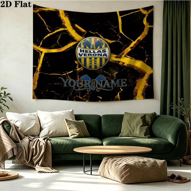Custom Name Hellas Verona FC Printed Tapestry – Wall Hanging for Bedrooms, Dorms, and Home Decor
