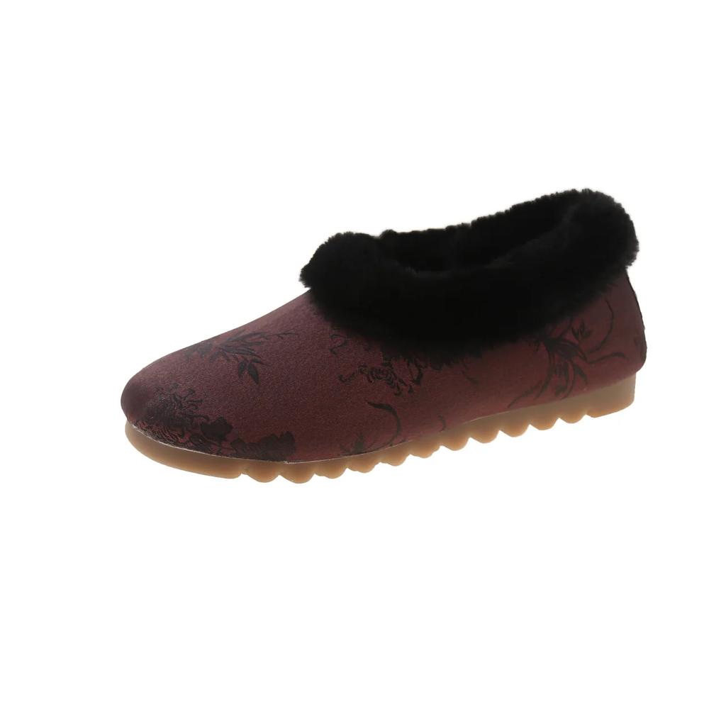 Fashion Winter New Low-top Shoes Plus Cashmere Warm Comfortable Home Cotton Shoes Muffin Thick Soles To Wear Fashion Boots