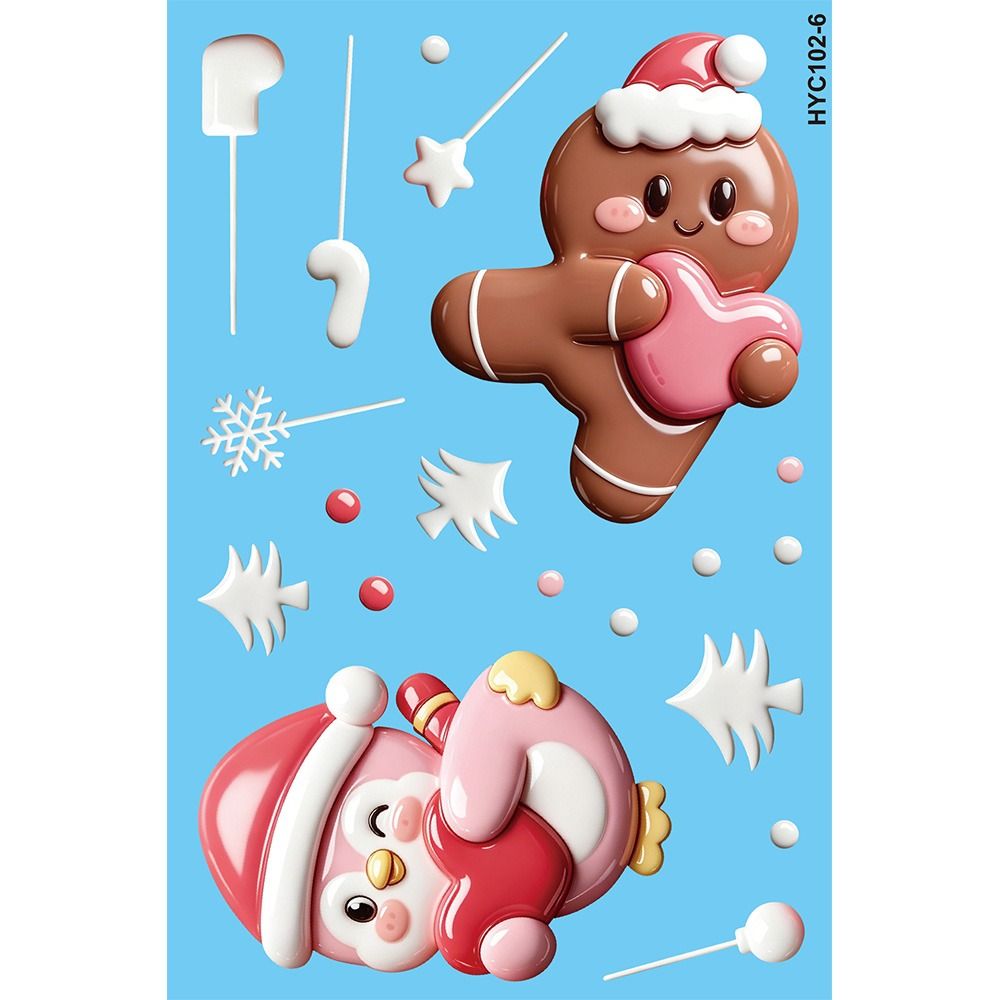 9Pcs PVC Christmas Window Stickers Removable Holiday Window Decals  Bathroom Glass Decor