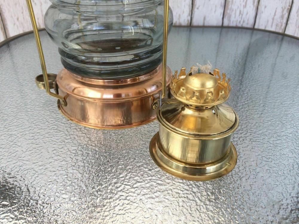 Brass & Copper Anchor Oil Lamp ~ Nautical Maritime Ship Lantern ~ Boat Light
