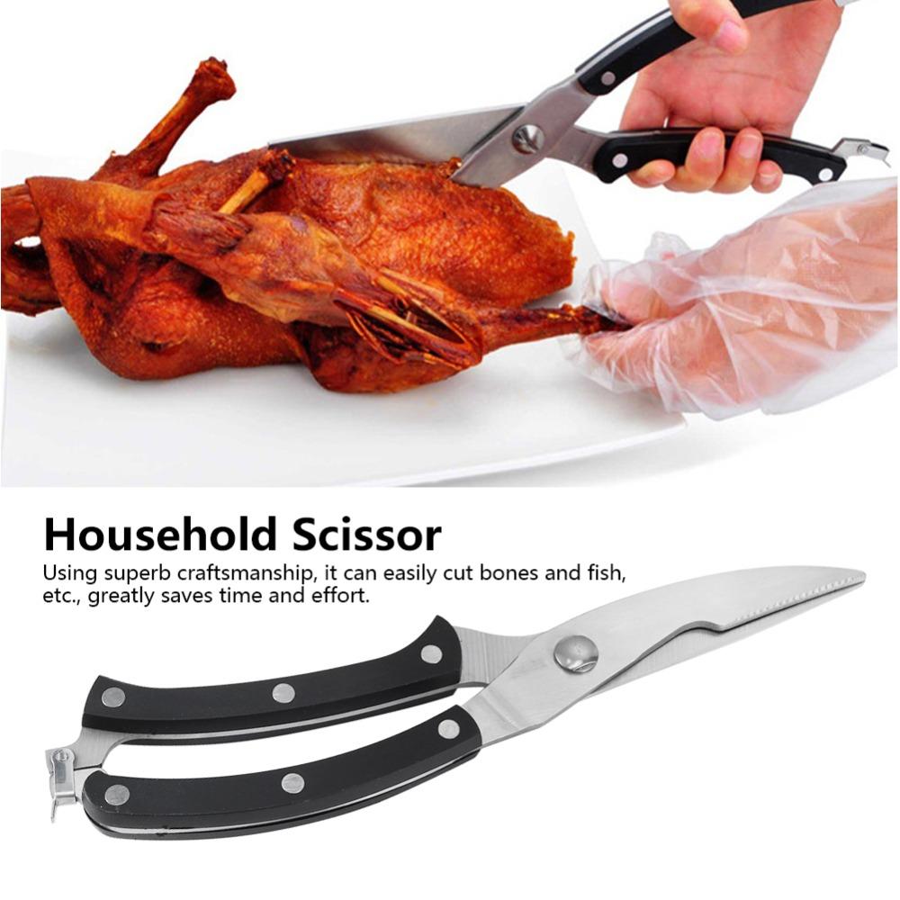 Stainless Steel Plastic Kitchen Scissors Non-Slip Handle Kitchen Shears Poultry Fish Chicken Meat