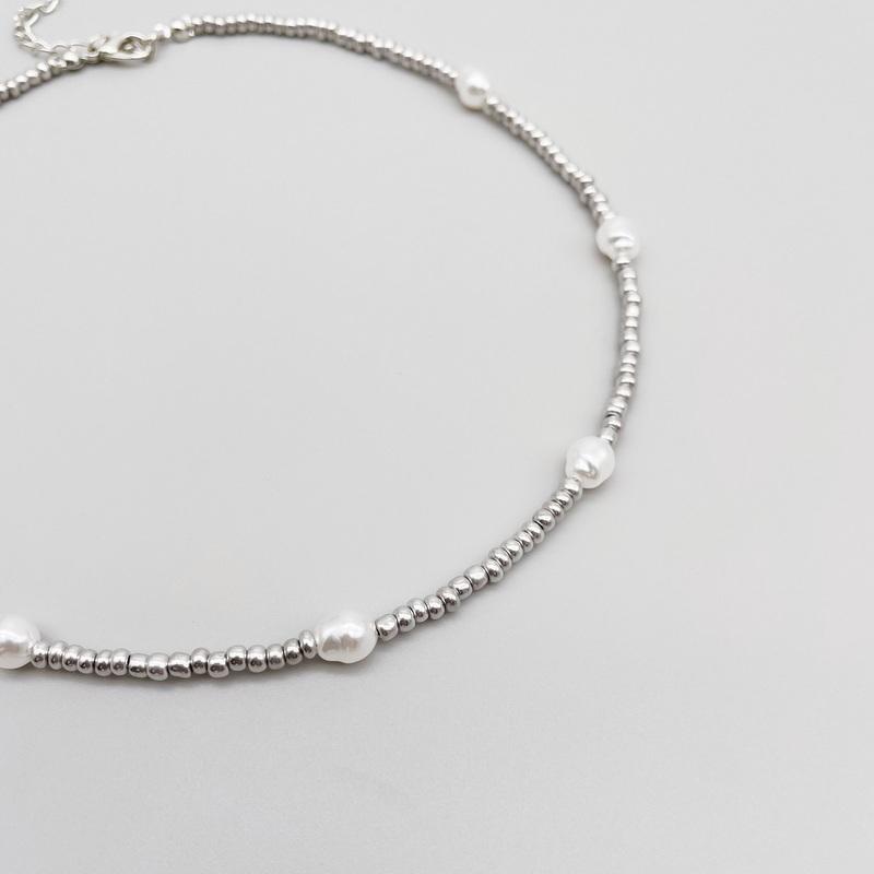 1PC Silver Beads Pearl Women Necklace Fashion New Korean Sweet Colorful Female Neck Jewelry Gift Drop Shipping Wholesale Accessories