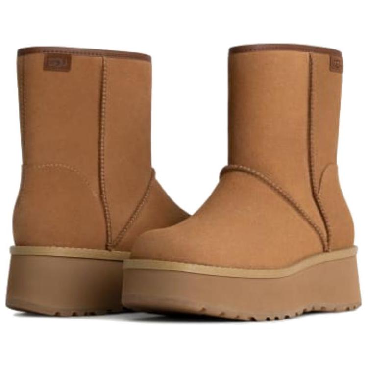 UGG Cityfunc Suede Warm Comfortable Versatile Short Snow Boots Women Boots Brown 1158196-CHE
