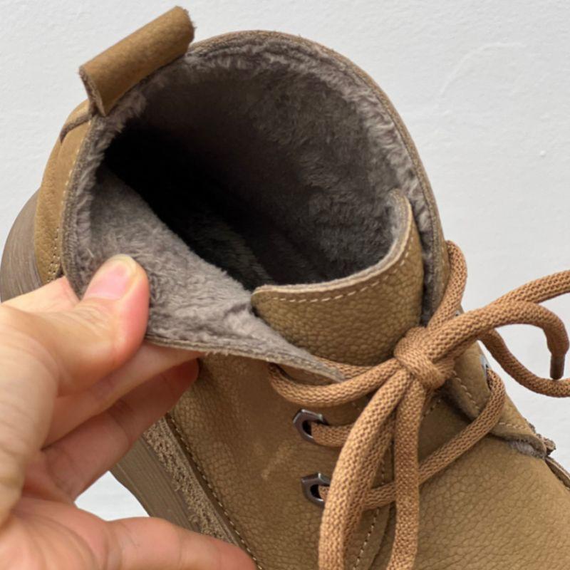 

Ретро ручной работы короткие ботинки 2025 осень и зима новая литературная хлопково-льняная ветровка круглый носок плоская подошва повседневные ботинки Мартин женские ботинки 42