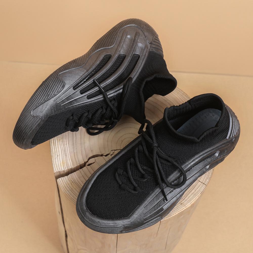 

2025 новые весенне-летние дышащие спортивные кроссовки из летучего трикотажа женские удобные на плоской подошве с мягкой подошвой повседневные универсальные эластичные носки-обувь 41 чёрный