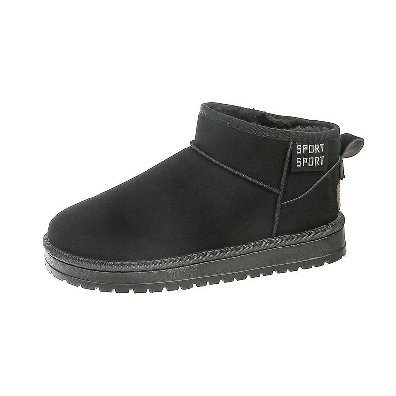 Snow shoes large size winter new flat-bottomed short tube large cotton shoes piled thickened warm snow boots women