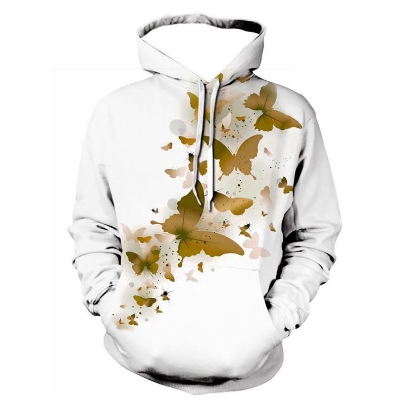 Европейская и американская весна и осень мужская и женская 3D цифровая печать свободная модная повседневная однотонная толстовка с капюшоном M жёлтый