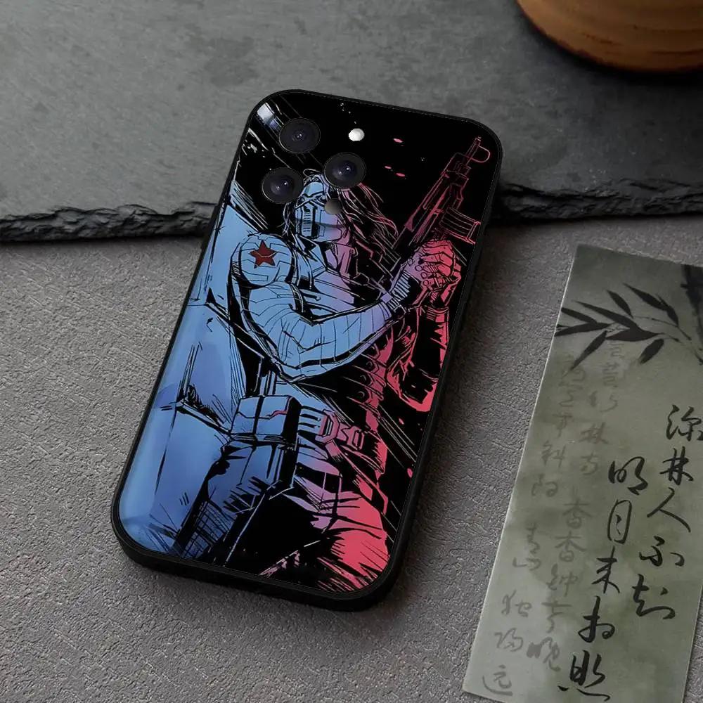 B-Bucky Barne-Winter S-Soldier Phone Case For IPhone 17,16,15,14,13,12,11 Plus,Pro,Max,XR,XS,X,7,8 Plus,Mini Black Silicone Soft