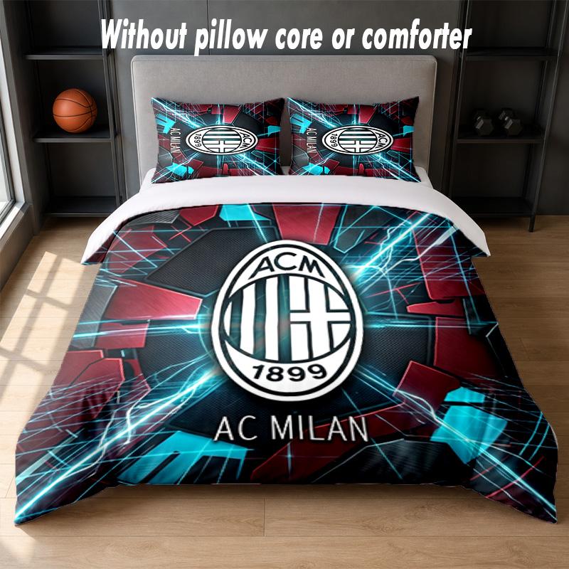 AC Milan Design Bed Bedding Set 1 Duvet Cover + 2 Pillowcases Soft Breathable Household Bed Linens