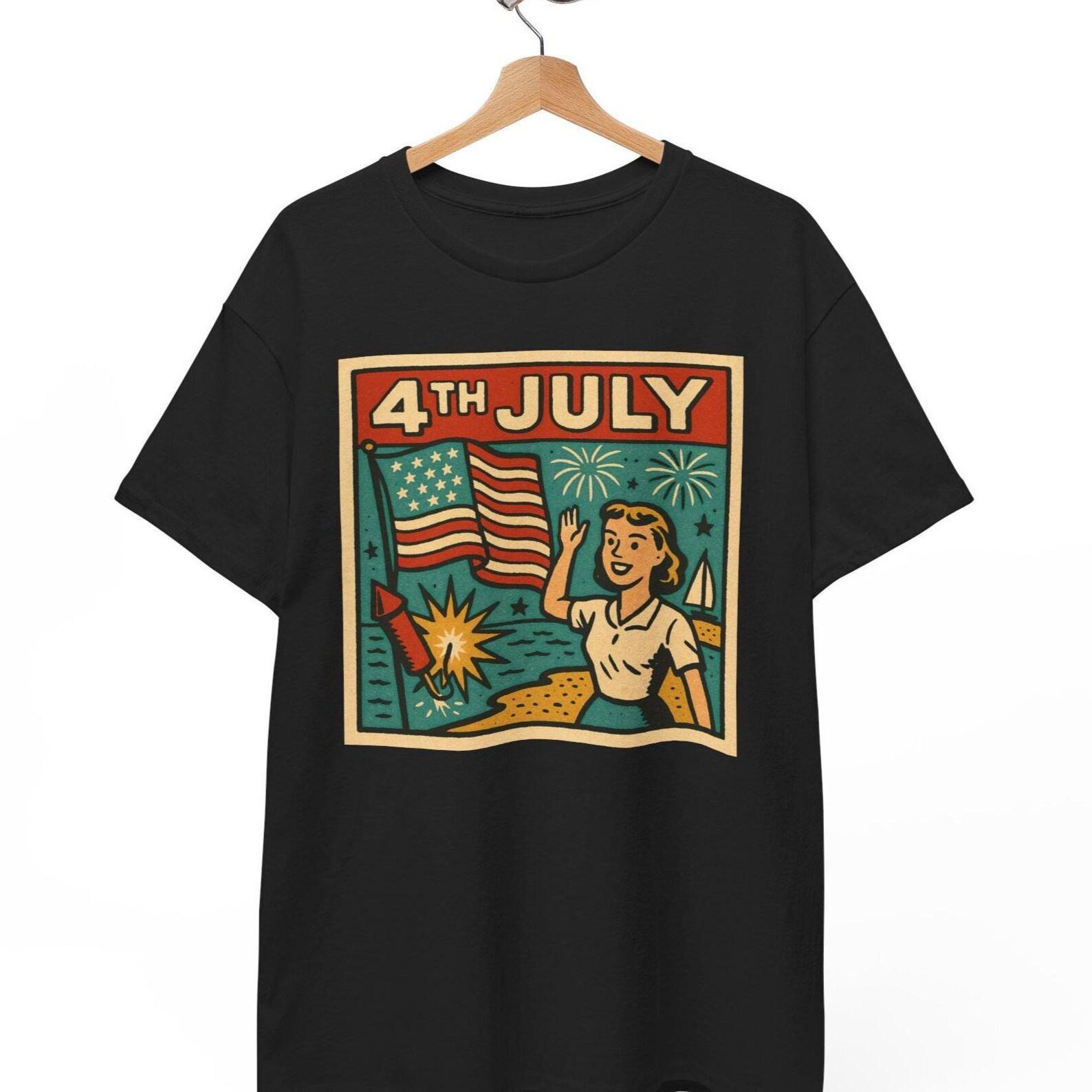 4th Of July Comic T Shirt, Retro Vintage Patriotic Tee For Men And Women, Unisex Independence Day Shirt, Gift USA Fans, Summer Celebration S