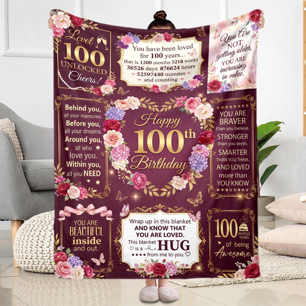 Vintage 1926 Anniversary Greetings Flannel Blanket-Soft and Suitable for Sofas,Beds,Offices,Travel,All Seasons,Great Gift for Holidays and Birthdays.