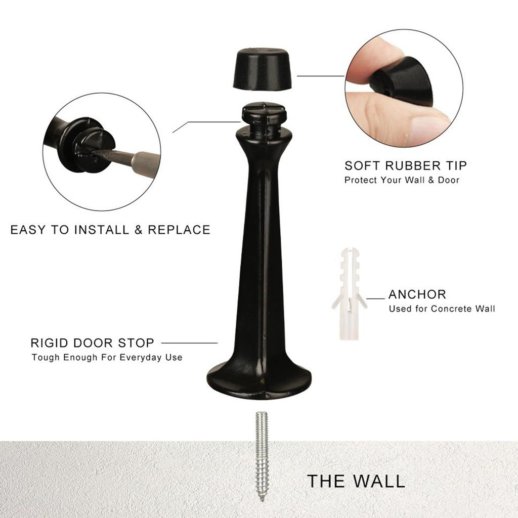 Zinc Alloy Door Stoppers Wall Mounted Door Stop Protector with Rubber Buffer Wall Protector Door Hardware Enduring