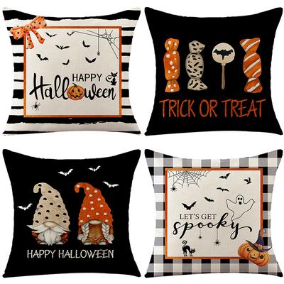 Halloween Kissenbezug Leinen Kürbisdruck Sofakissenbezug Wohnzimmer Sofakissenbezug