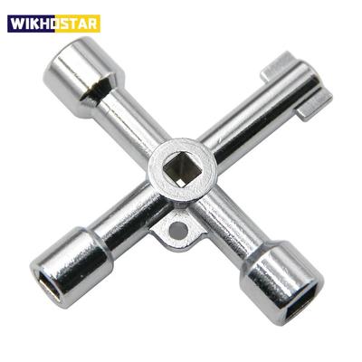 Tournevis manuel multifonctionnel 4-en-1 cruciforme portable argenté DIY avec combinaison d'embouts de tournevis à douille
