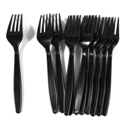 20pcs Per Pack Black PP Plastic Utensils Knife Spoon Fork  Disposable Cutlery Birthday BBQ Party Supplies