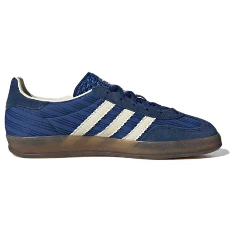Adidas Gazelle Indoor Blue Pinstripe Satin Women Sneakers Victory-Blue Night-Indigo Cream-White JS1410