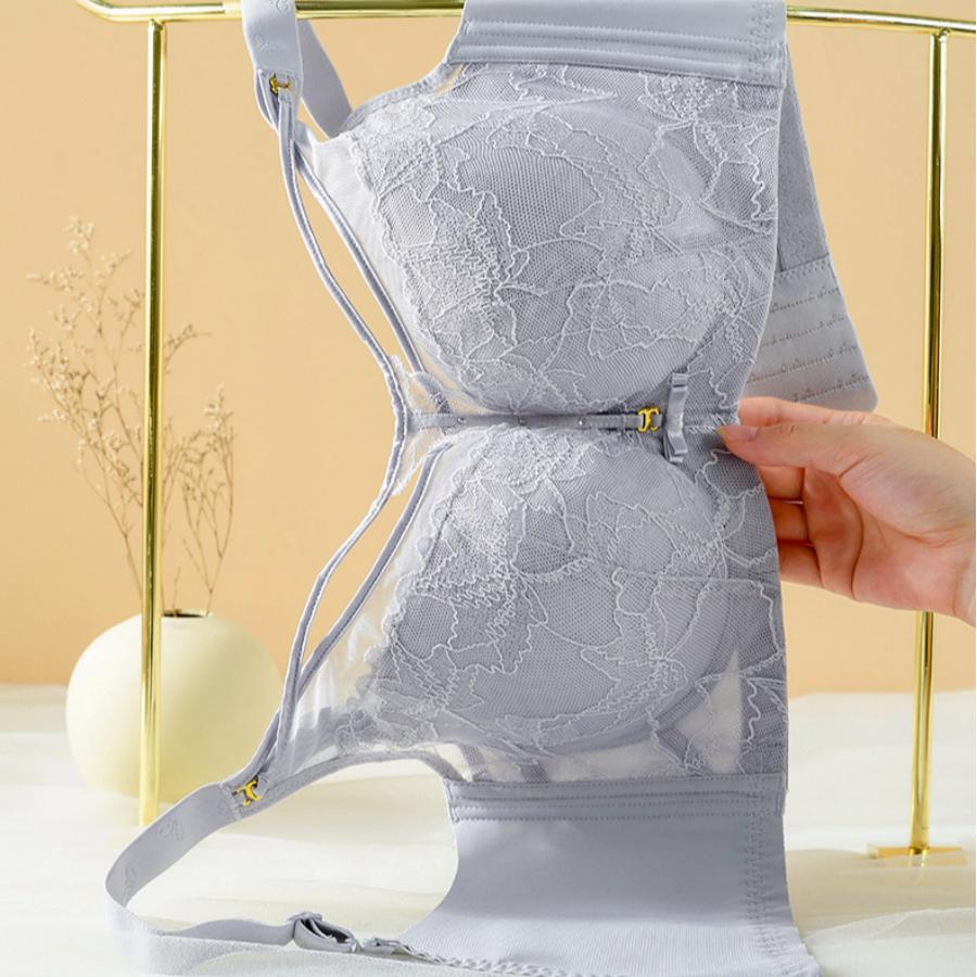 European and American Breathable Plus Size Bra Sexy Mesh Soft Steel Ring Exquisite Lace U-shaped Beautiful Back Plus Size Underwear